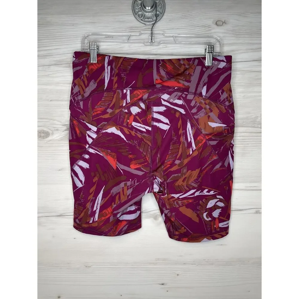 All In Motion Shorts Womens XL Purple Pink Abstract‎ Pocket Biker Activewear Gym